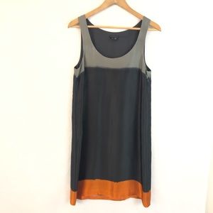 Theory Petala-Sidewalk Colorblock Silk Shift Dress